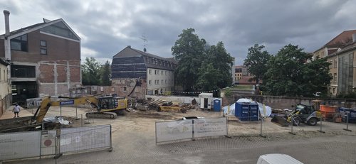 Blick auf die Baustelle der ehemaligen Kitzmann Brauerei